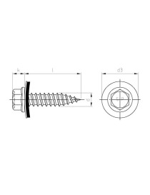 BI-Metal thin sheet screw 9505 4,5x25 AISI304 stainless steel