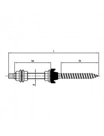 Hanger bolt with DIN6923 and EPDM 12x250mm AISI304 stainless steel