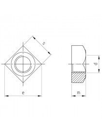 Square nut DIN557 6mm AISI304 stainless steel